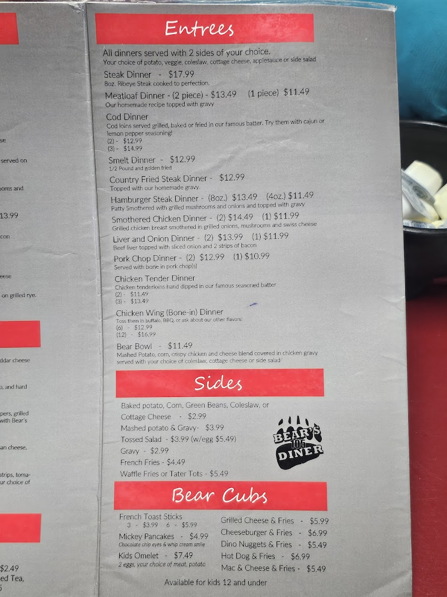 Menu Bear’S 105 Diner-2