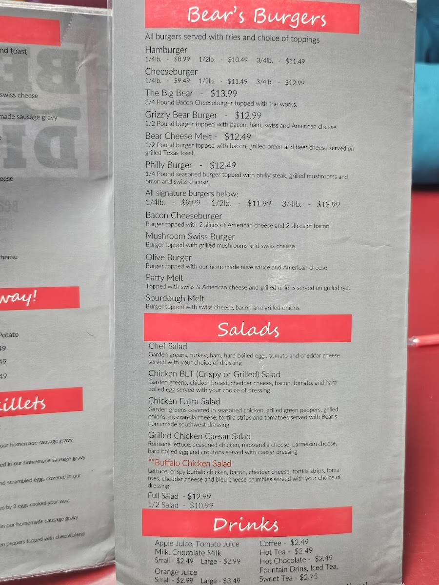 Menu Bear’S 105 Diner-3