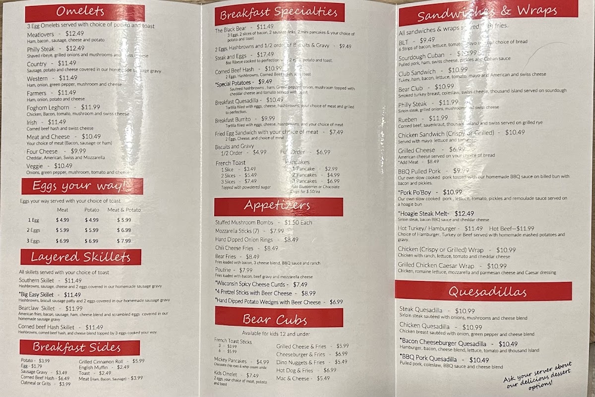 Menu Bear’S 105 Diner-4