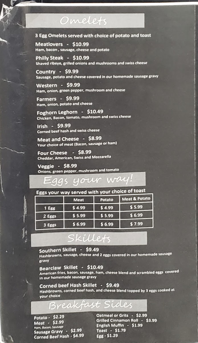 Menu Bear’S 105 Diner-6